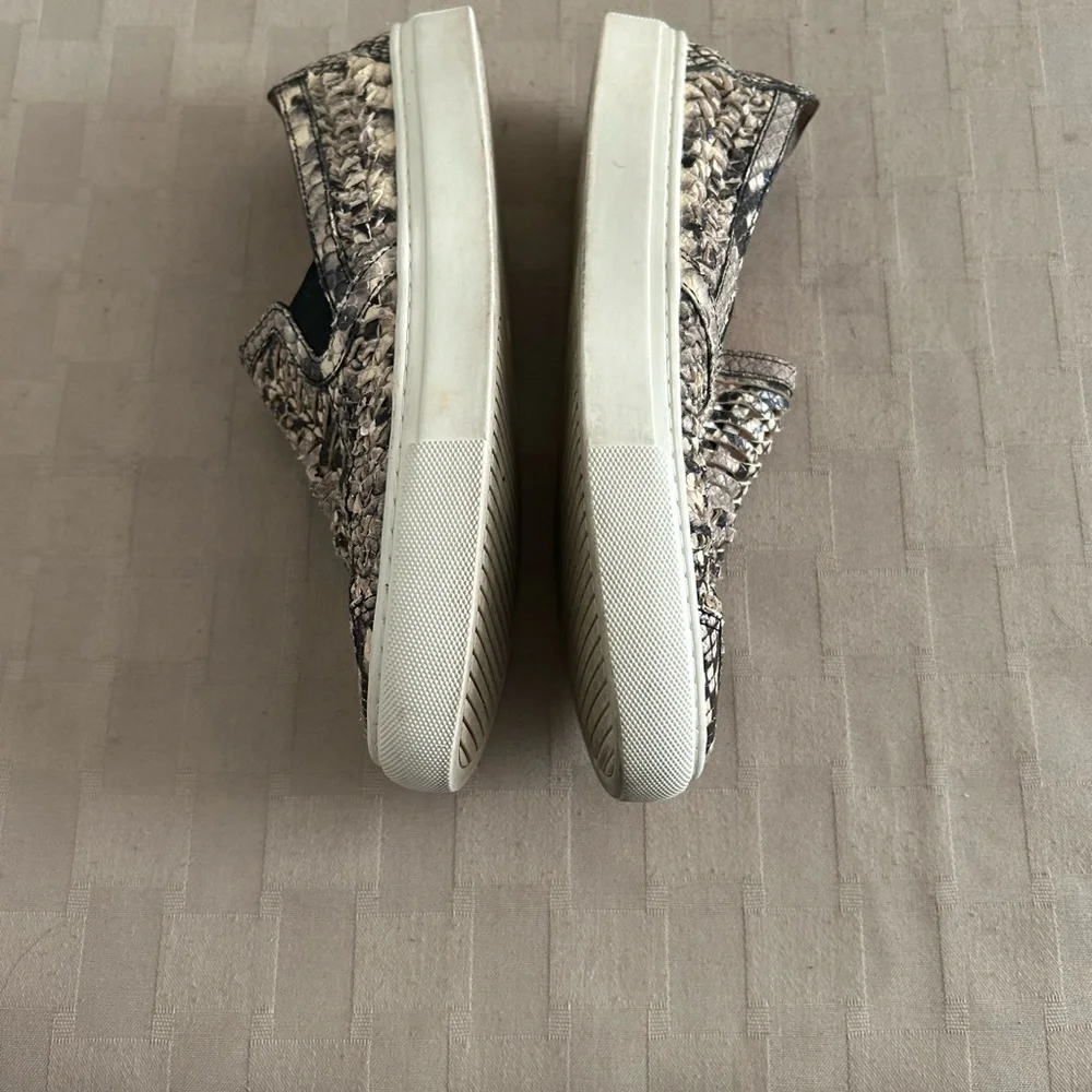 Tory Burch Huarache Woven Snake Print Slip On Sneakers